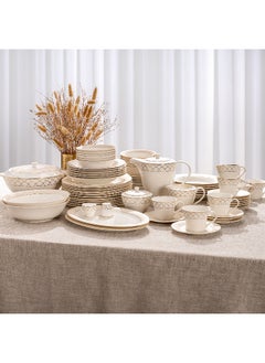 La Mesa La Mesa metalic beige bone porcelain dinner set 85 pcs  - Image 1