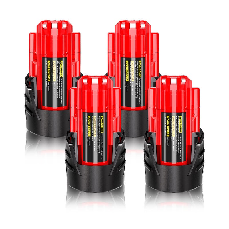 TenHutt 4Packs 12V 3.0Ah Li-Ion Battery Replacement For Milwaukee M12 Battery 48-11-2401 48-11-2412 48-11-2440 48-11-2425 48-11-2450  Compatible With Milwaukee 12-Volt Cordless Power Tools/Heated Jacket - Image 1