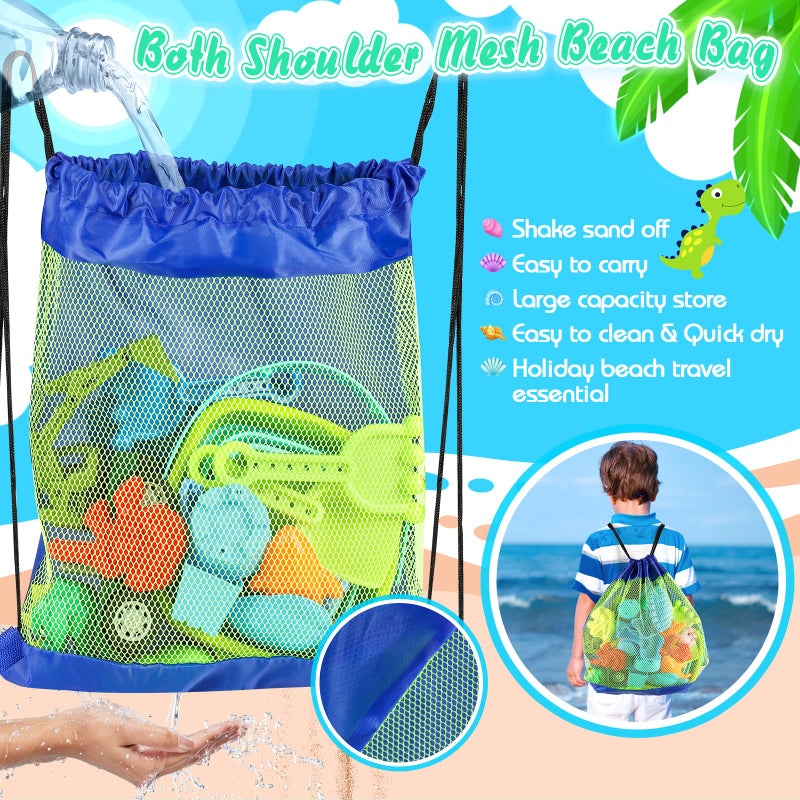 FUSPWEAO Beach Toys  36Pcs Dinosaur Sand Toys For Kids Toddlers  Sandbox Toys With 2 Truck  Collapsible Beach Bucket  Mesh Bag  Sand Molds  Sand Castle Building Kit  Travel Beach Toy For Kids Toddlers Ages3-12 - Image 3
