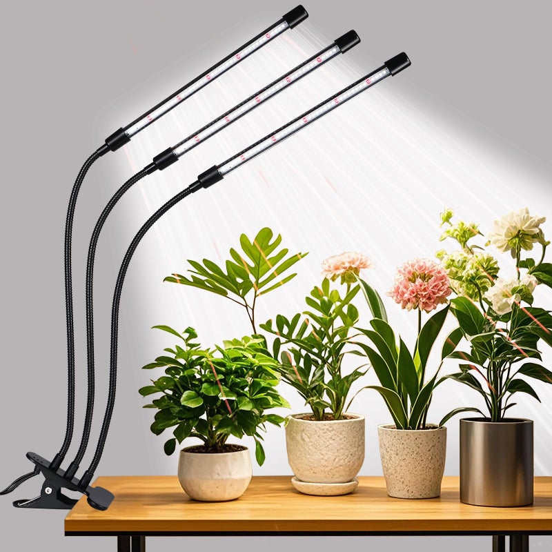 RWNTAO 3 Head Grow Lights for Indoor Plants, Upgrade 126 LEDs Clip Plant Lights, Full Spectrum Red White LED Plant Growing Lamps with Flexible Gooseneck, 3/9/12H Timer, 3 Spectral Modes, 10 Dimmable Levels - Image 1