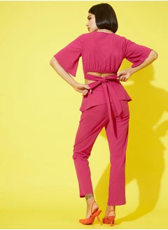 Athena Cut-Out Waist Detail V Neck Top & Trousers Co-Ords  - Image 5