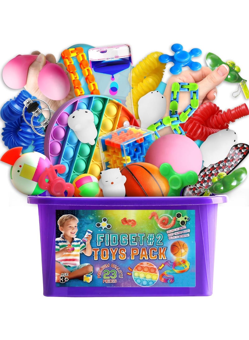 FLYHSO Fidget Pack Box for Boys and Girls Ages 4-12 Fidget Toys for Kids Ages 5-7 Autism Sensory Mystery Birthday Gifts in Reusable Portable Treasure Box Nice Party Favors - Image 1