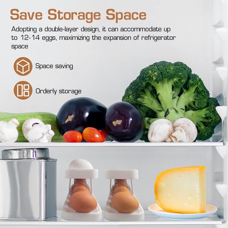 DIKPUL GROUP 2Tier Rolling Egg Dispenser For 1214 Eggs SpaceSaving And Durable Storage Solution With GravityFed Design Ideal For Fridge Pantry Egg Storage Box Container for Refrigerator - Image 5