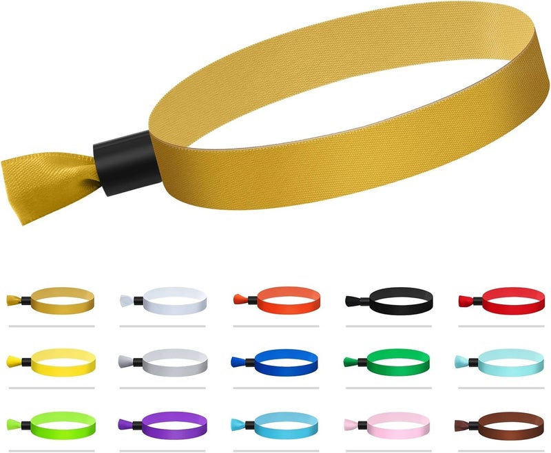 Comflora 100 Pcs Cloth Event Wristband, Disposable Wristbands for Events, Colored Wristbands Events,for Lightweight Concert,Club Entrance Wrist Strap Party Wristband Event (Color : Gold) - Image 1