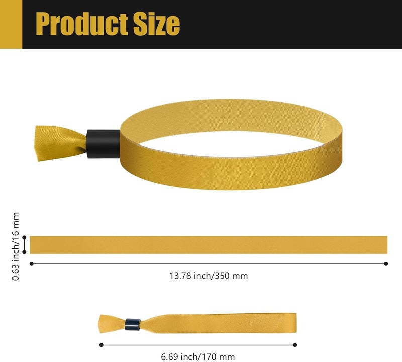 Comflora 100 Pcs Cloth Event Wristband, Disposable Wristbands for Events, Colored Wristbands Events,for Lightweight Concert,Club Entrance Wrist Strap Party Wristband Event (Color : Gold) - Image 2