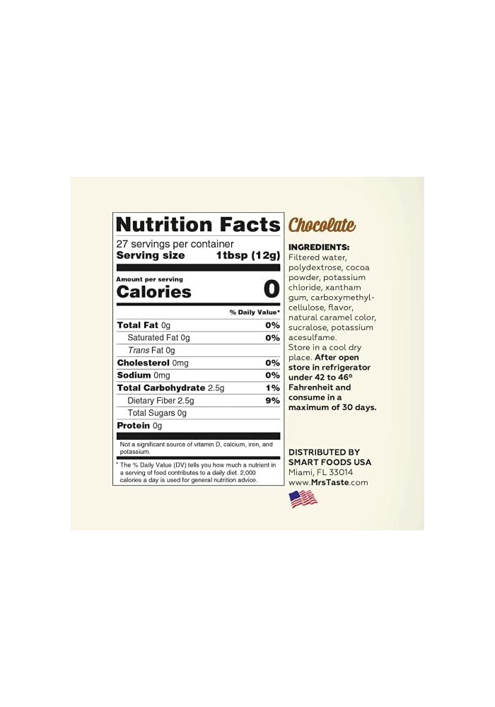 Mrs Taste Sugar Free Chocolate Syrup - Zero Calories, Zero Sugar, Keto and Paleo Friendly - Image 2