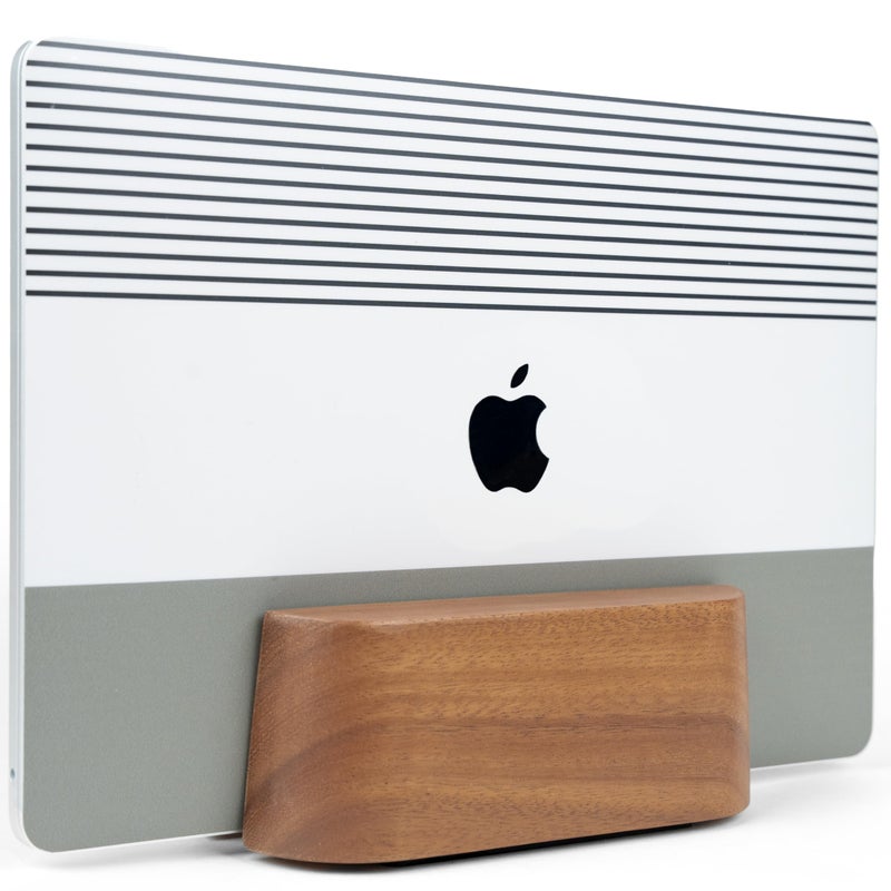 COREMINDED Adjustable Vertical Laptop Stand for Desk, Wooden Laptop Holder, MacBook Pro Stand, Wood Mac Air Dock (Solid Walnut) - Image 1