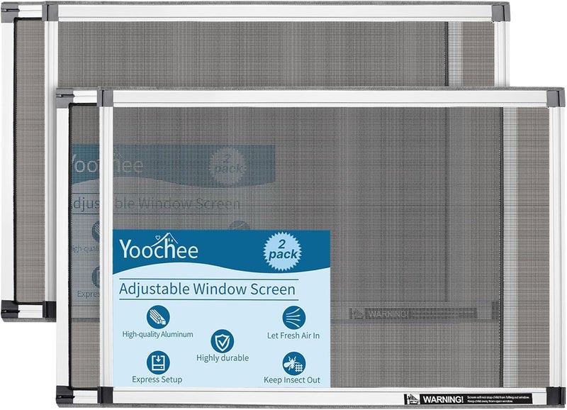 Yoochee Expandable Window Screen, 2 Pack Adjustable Window Screen (15" H x 21" - 40" W) - Medium Replacement Window Screens with Frame, Durable Replacement Screen for Window - Image 1