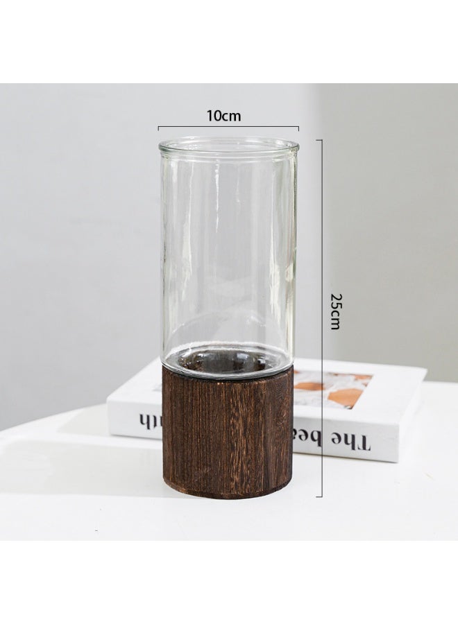 Elegant Glass Vase with Wooden Base - Living Room & Dining Table Decor, Perfect Gift Idea - Image 2