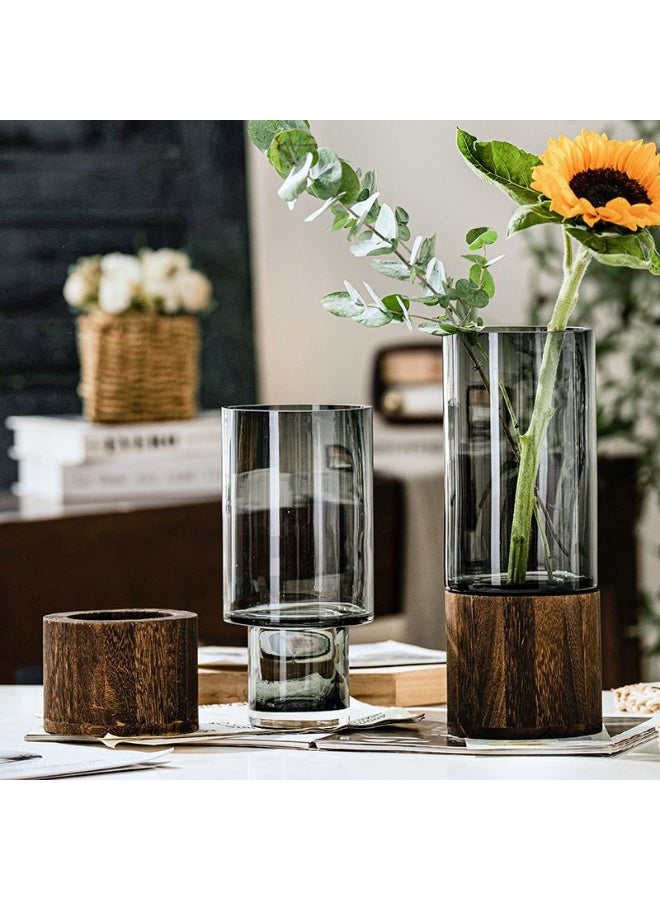 Elegant Glass Vase with Wooden Base - Living Room & Dining Table Decor, Perfect Gift Idea - Image 5