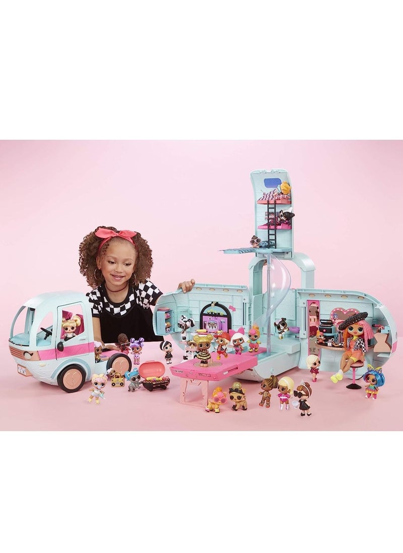 DUSALA - Lol Surprise Omg Glamper Fashion Camper Doll Playset With 55+ Surprises, Fully-Furnished With Light Up Pool, Water Slide, Bunk Beds, Cafe, Bbq Grill, Dj Booth - Image 1