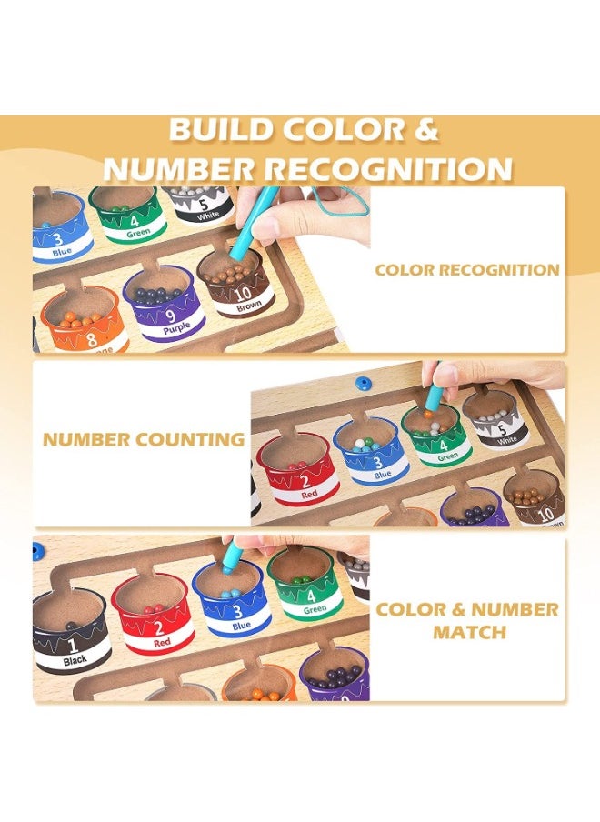 TOY GARDEN Magnetic Color and Number Maze – Wooden Magnet Board Puzzle for Toddlers | Montessori Counting & Sorting Game for Kids Boys & Girls Ages 3+  - Image 2
