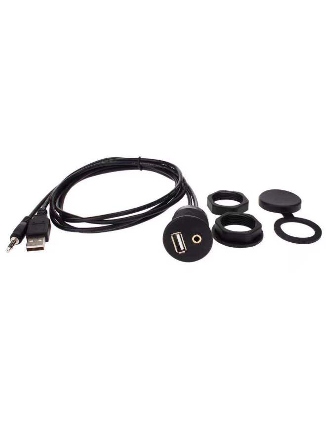 USB Waterproof Line Car Ship Motorcycle Dashboard Line USB Audio Line AM/AF + DC3.5 MF 1m-Color:Black-Length:2m  - Image 3