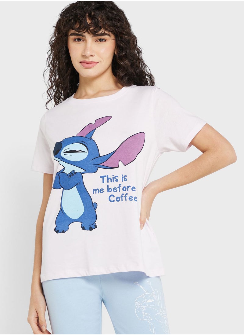 Disney - Crew Neck Graphic T-Shirt & Pyjama Set - Image 1