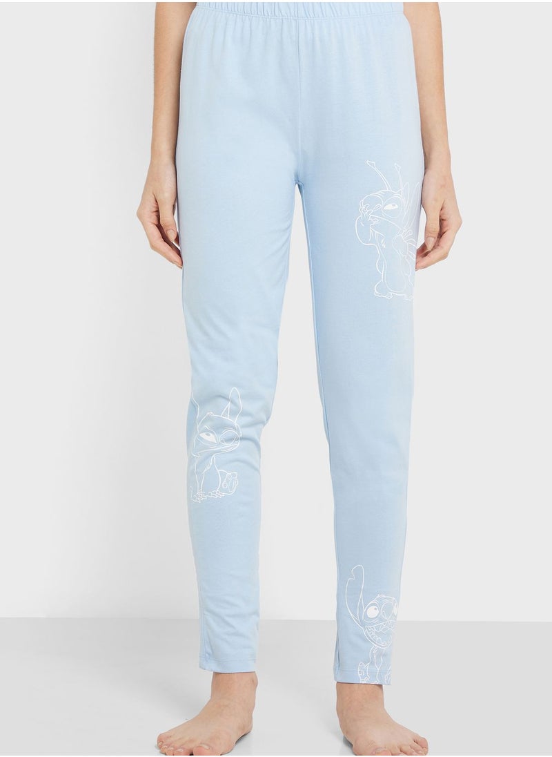 Disney - Crew Neck Graphic T-Shirt & Pyjama Set - Image 1
