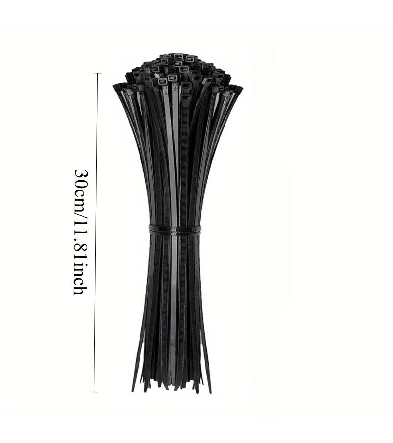 100pcs Black Heavy Duty Self Locking Cable Zip Ties With High Tensile Strength For Indoor And Outdoor Use