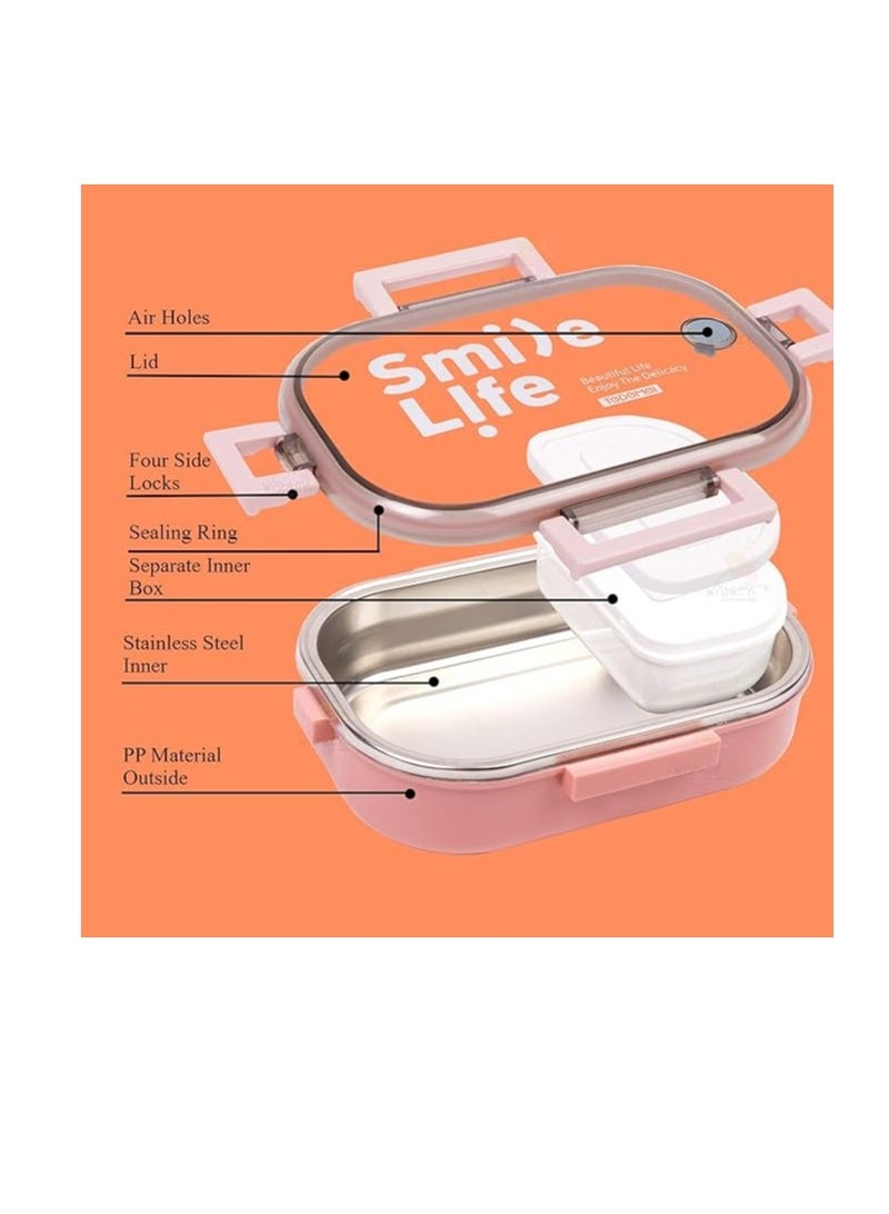 Premium 710ml Stainless Steel Insulated Lunch Box with Mini Sabji Box – Durable, Leak-Proof & Microwave Safe for Adults & Kids - Image 5