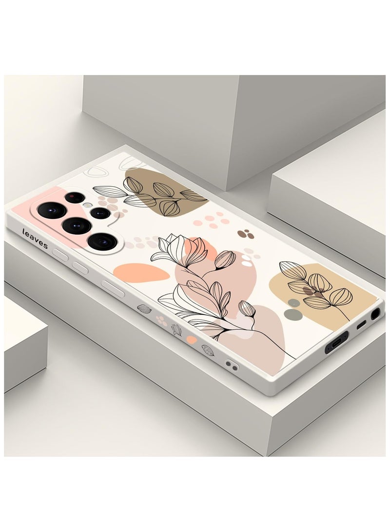 for Samsung Galaxy S22 Ultra Case, S22 Ultra Phone Cover Fashionable Morandi Flowers Designs Soft Silicone Drop Protective Fingerprint Women Girl for Samsung S22 Ultra Case-Morandi White - Image 1
