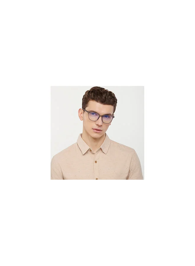 Lenskart Blu Zero Power Full Rim Bluecut & Antiglare Round Shape Computer Eyeglasses LB E14244 - 48mm - Grey
