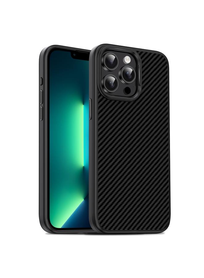 زبون جراب لهاتف iPhone 13 Pro Max مصنوع من ألياف الكربون المزخرفة برذاذ الزيت من البولي كربونات + جراب هاتف TPU - Image 1