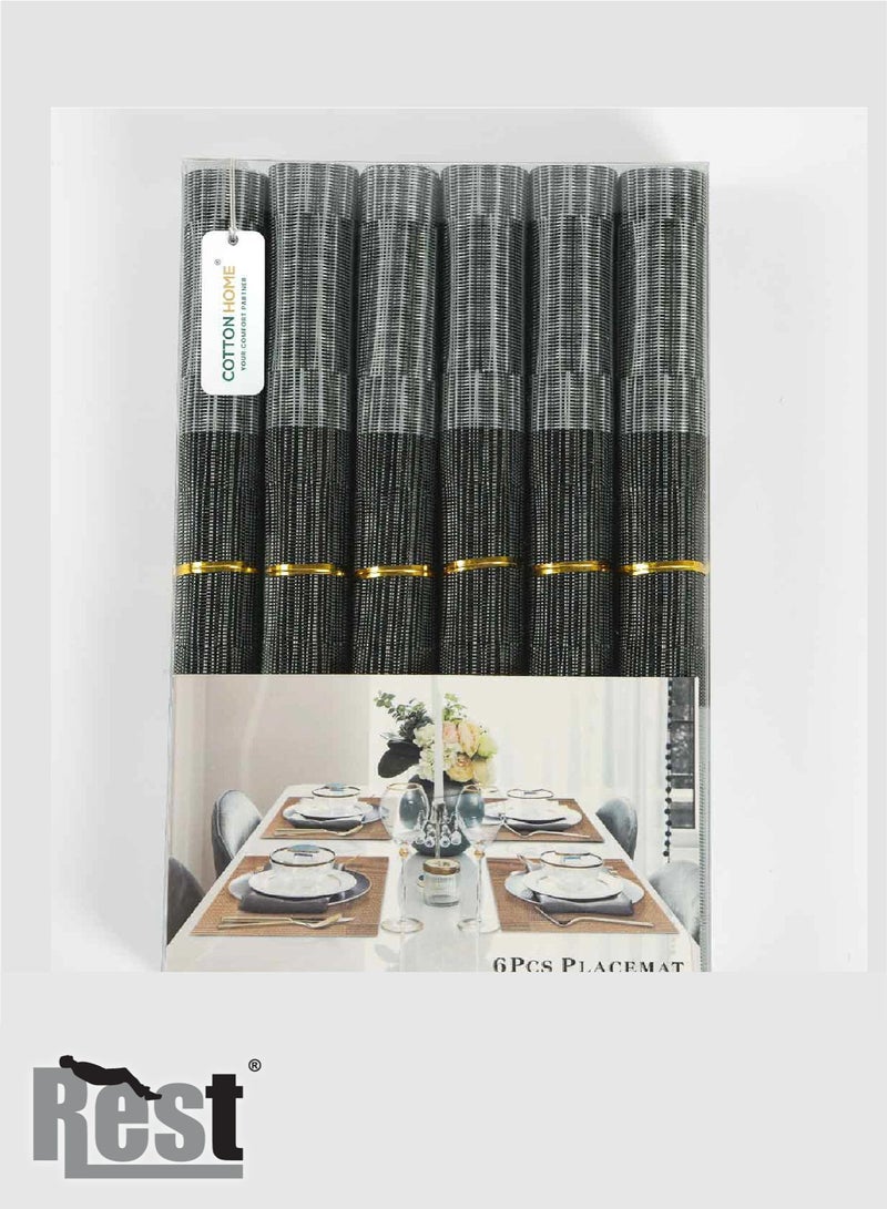 REST Placemats Set of 6 Heat Resistant Place Mats Washable PVC Table Mats Woven Vinyl Plastic Placemats for Dining Table Non-Slip Stain Resistant Kitchen Table Placemats Easy to Clean Silver - Image 5
