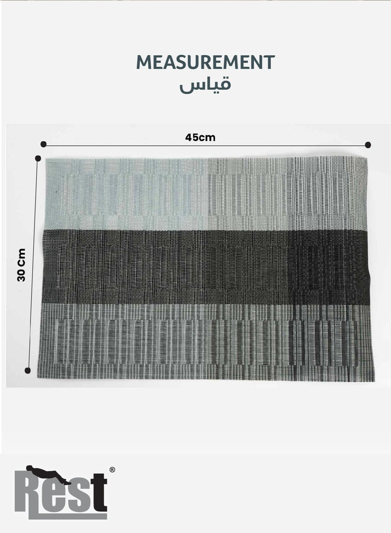 REST Placemats Set of 6 Heat Resistant Place Mats Washable PVC Table Mats Woven Vinyl Plastic Placemats for Dining Table Non-Slip Stain Resistant Kitchen Table Placemats Easy to Clean Silver - Image 4