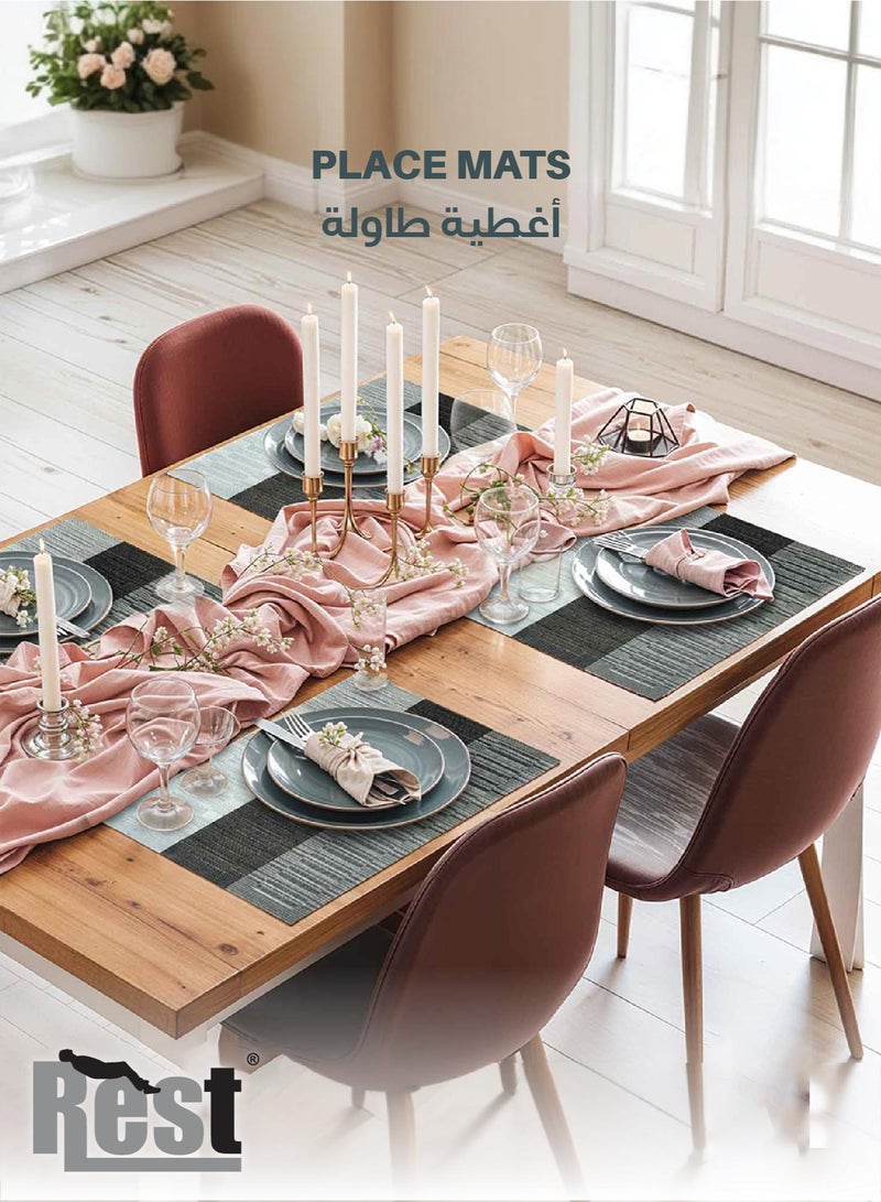 REST Placemats Set of 6 Heat Resistant Place Mats Washable PVC Table Mats Woven Vinyl Plastic Placemats for Dining Table Non-Slip Stain Resistant Kitchen Table Placemats Easy to Clean Silver - Image 1