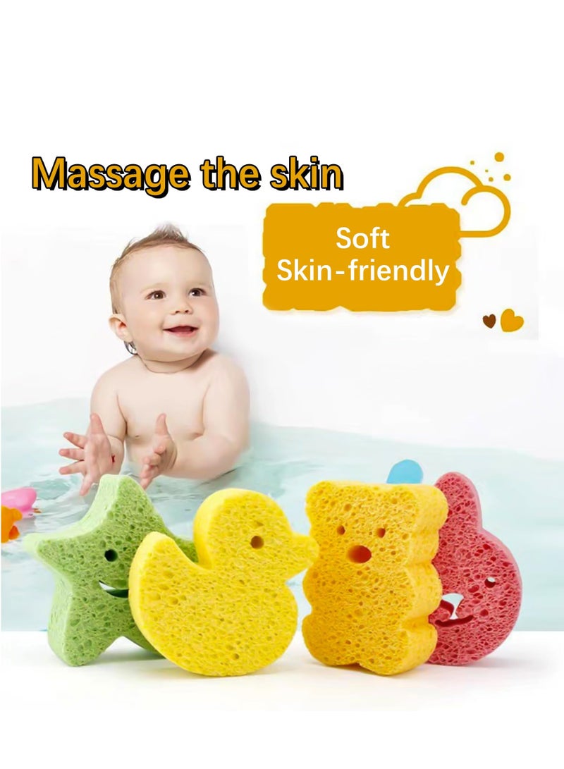 إسكدنيا 4 عبوات من إسفنجات الاستحمام الفاخرة ، إسفنجة استحمام من الفوم للاستحمام ، فرشاة استحمام من القطن الناعم ، منشفة فرك للأطفال الرضع حديثي الولادة رائعة للبشرة الحساسة (مجموعة من 4) - Image 4