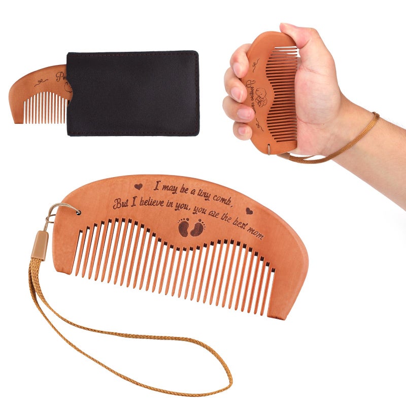 Labor Comb Set Wooden Birthing Comb Childbirth Birth Hair Comb with Storage Bag Lanyard Labor Gift for Women Pregnancy Comb Labor Essentials for First Time Moms Pregnancy Gift