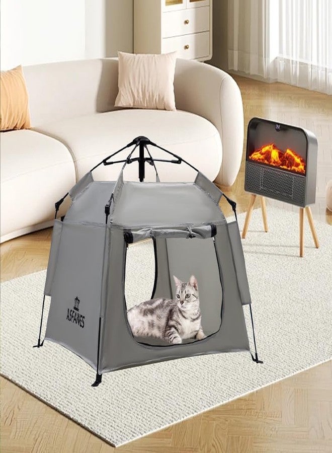 ASFANES Outdoor Pet Automatic Camping Tent, Pop up Cave Bed for Indoor Cats and Small Dogs, Portable Cat House Dog House, Grey. - Image 3