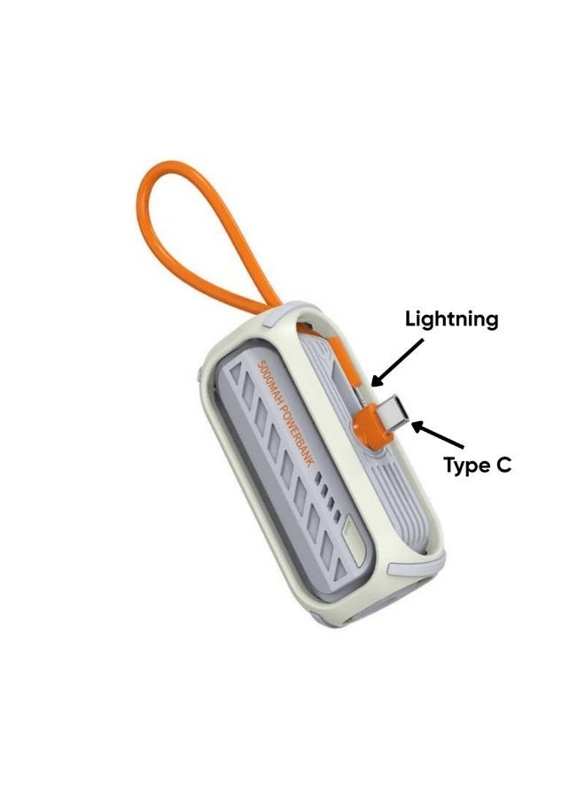 7MD Mini Portable Power Bank, 5000mAh Power Bank with Built-In Type-C & Lightning Cable, PD20 W Fast Charging Backup Battery, Indicator Light Display, Compact Lightweight Travel Power Bank for Daily Use - Image 1
