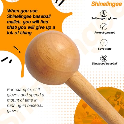 Shinelingee Baseball Hammer, Baseball Softball Glove Mallet, One-Piece Mallet, Baseball Glove Shaping Hammer with 2Pcs Baseball Lock, Glove Mallet 12inch 11inch - Image 2