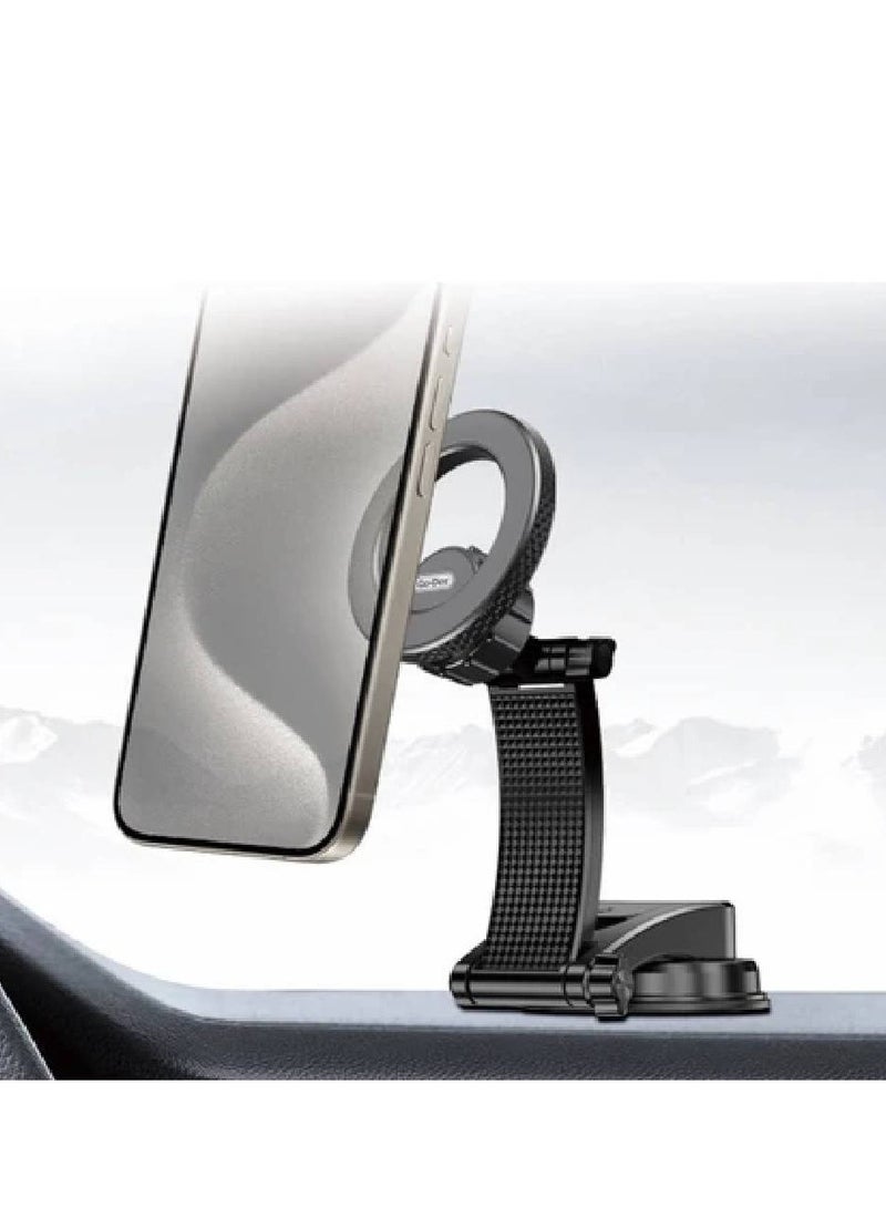 GO-DES Powerful Magnetic Adsorption Car Bracket – Strong Suction Mobile Holder (Black) - Image 2