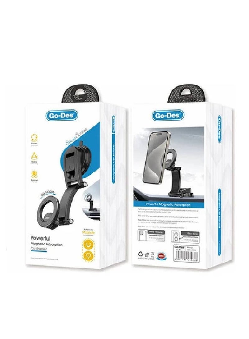 GO-DES Powerful Magnetic Adsorption Car Bracket – Strong Suction Mobile Holder (Black) - Image 3