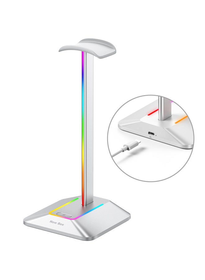 حامل سماعة مزدوج الإخراج متعدد الألوان مع محور عرض ورف أذن ممتد وحامل سماعات ألعاب إلكترونية بإضاءة RGB - Image 1