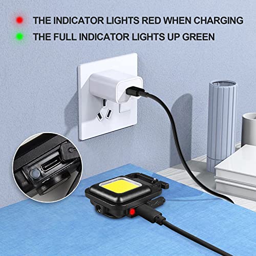 Oblivion Led Mini Cob Keychain and Magentic Flashlight | Type C USB Rechargeable COB Keychain Flashlight | Portable & Folding 4 Light Modes Bracket, Bottle Opener and Magnet Base Walking Camping (1PC) - Image 5