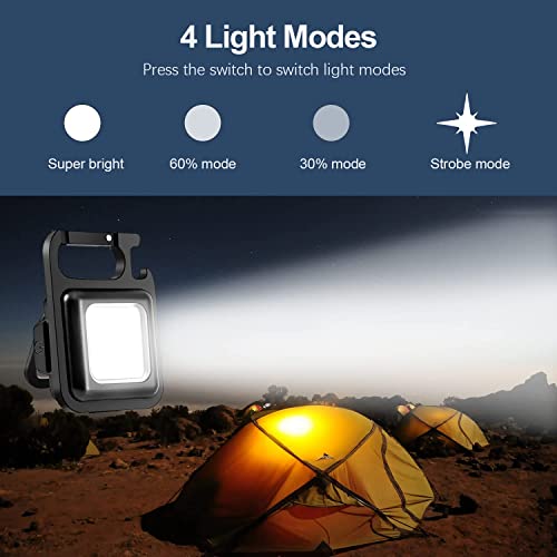 Oblivion Led Mini Cob Keychain and Magentic Flashlight | Type C USB Rechargeable COB Keychain Flashlight | Portable & Folding 4 Light Modes Bracket, Bottle Opener and Magnet Base Walking Camping (1PC) - Image 3