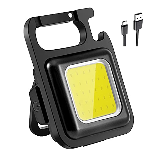 Oblivion Led Mini Cob Keychain and Magentic Flashlight | Type C USB Rechargeable COB Keychain Flashlight | Portable & Folding 4 Light Modes Bracket, Bottle Opener and Magnet Base Walking Camping (1PC) - Image 1