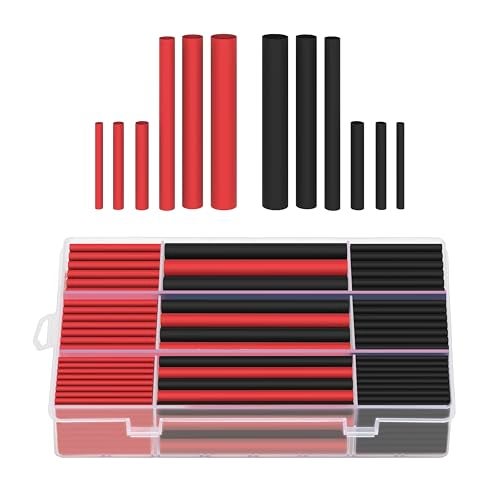 Ginsco 270Pcs Waterproof Heat Shrink Tubing Kit, 3:1 Ratio Adhesive Lined Shrink Wrap for Wires, 6 Sizes 2 Color 2 Length Marine Grade Shrink Tubes for Home Industrial Automotive etc - Image 1
