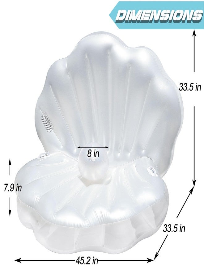 Triumpeek Inflatable Seashell Pool Float, Blow Up Giant Clam Floatie with 8" Pearl Ball, Shell Pool Floating Ride On Raft Chair for Swimming Pool Summer Beach Party - Image 2