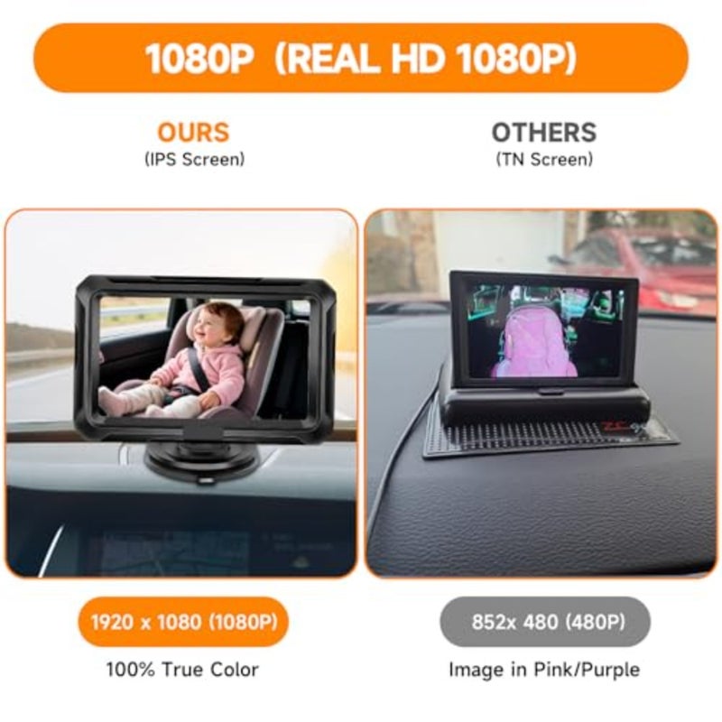 Baby Car Camera, 4.3" Hd 1080P, Mirror, 360 ° Rotation Night Vision Monitor With Safety Mirror Camera For Rear Facing 5 Mins Easy Installation - Image 4