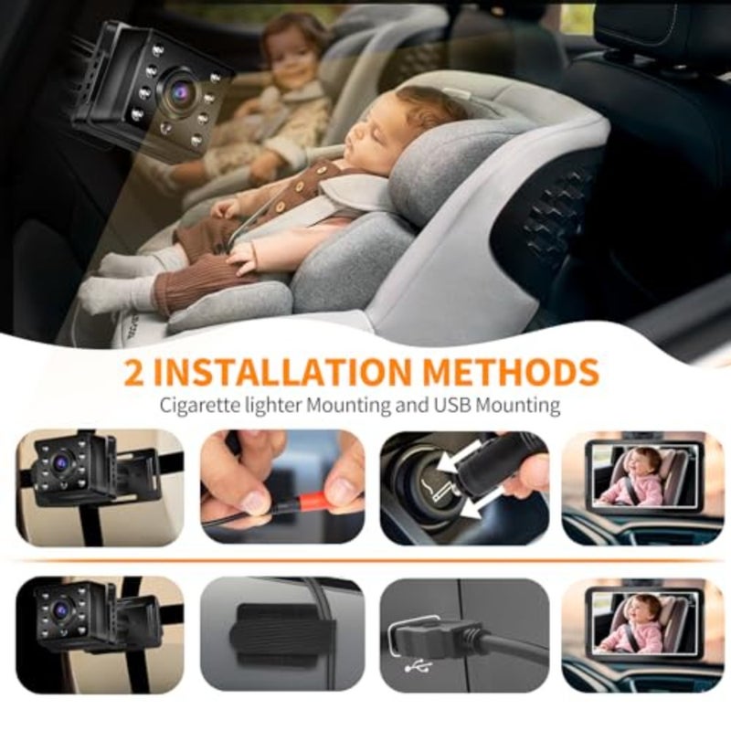 Baby Car Camera, 4.3" Hd 1080P, Mirror, 360 ° Rotation Night Vision Monitor With Safety Mirror Camera For Rear Facing 5 Mins Easy Installation - Image 5