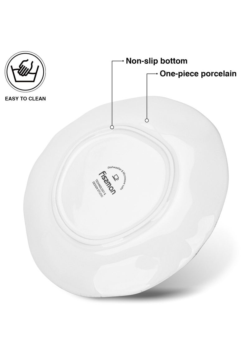 Fissman Set of 2 Salad Plates 16cm Galactica, Porcelain Plate For Serving, Main Courses And Meals, Microwave, Oven, and Dishwasher Safe, Scratch Resistant, Kitchen Tableware  - Image 4