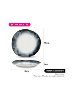 Fissman Set of 2 Salad Plates 16cm Galactica, Porcelain Plate For Serving, Main Courses And Meals, Microwave, Oven, and Dishwasher Safe, Scratch Resistant, Kitchen Tableware  - Image 2