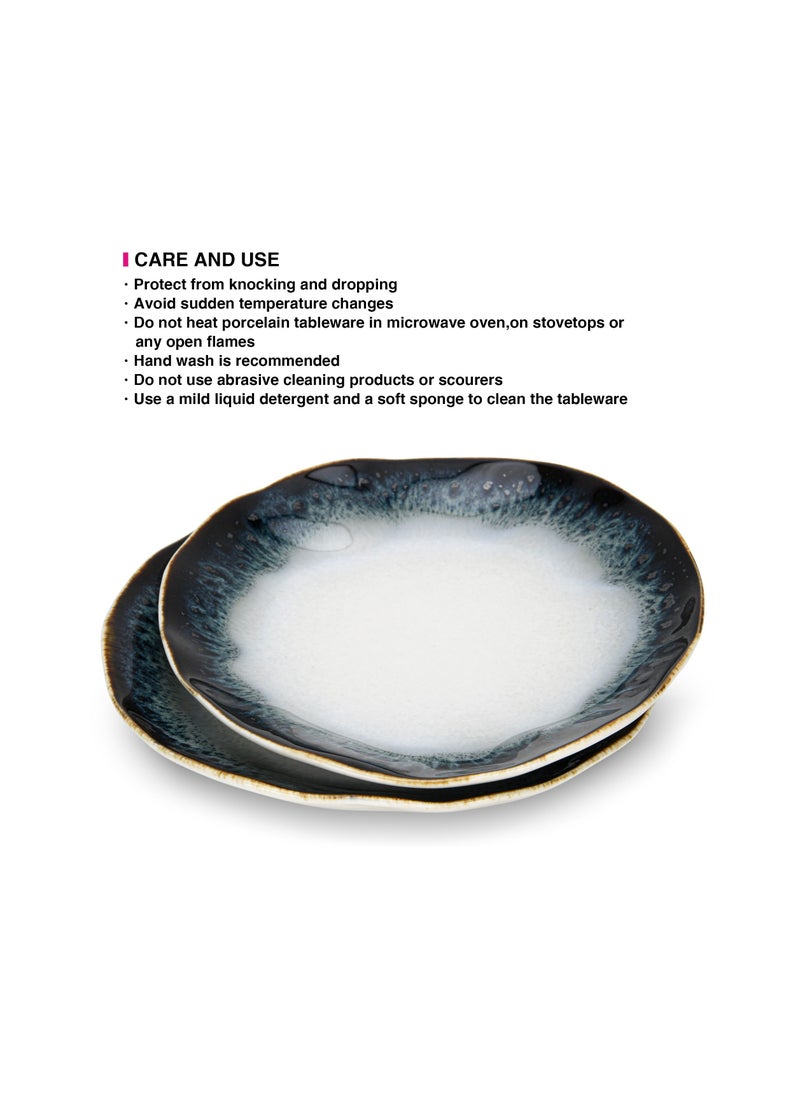 Fissman Set of 2 Salad Plates 16cm Galactica, Porcelain Plate For Serving, Main Courses And Meals, Microwave, Oven, and Dishwasher Safe, Scratch Resistant, Kitchen Tableware  - Image 3