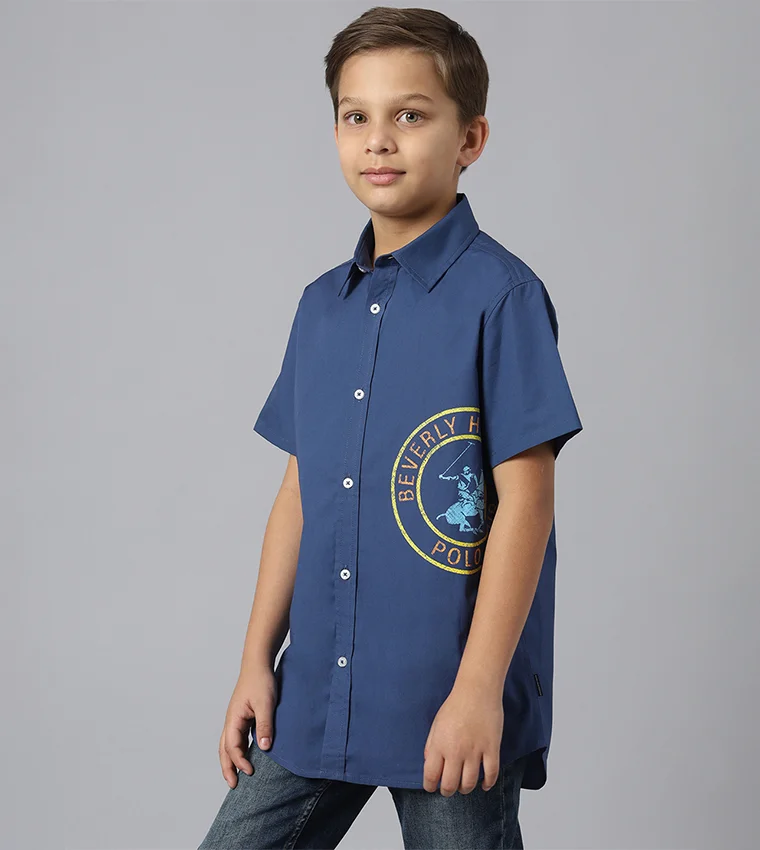 BEVERLY HILLS POLO CLUB Bhpc Kids Dark Blue Long Sleeve Shirt