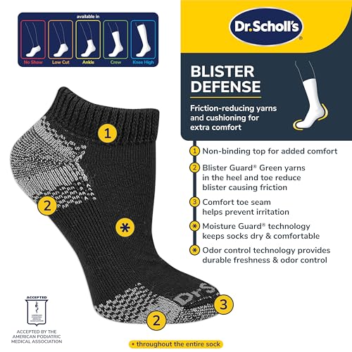 Dr. Scholl's Men's Advanced Relief Blister Guard Crew Socks, Black, One Size US - Image 2