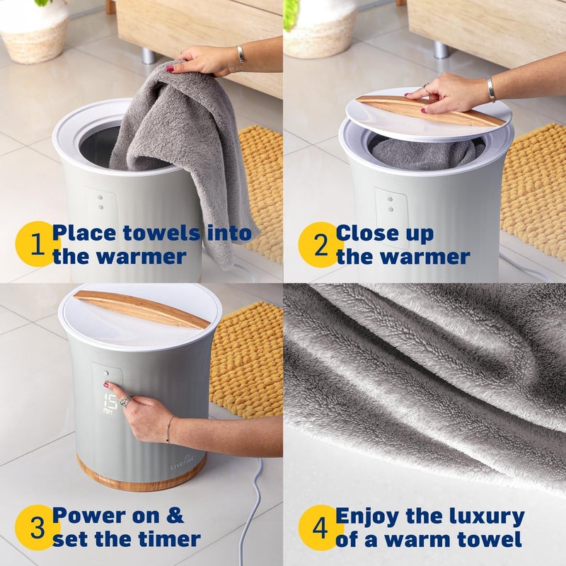 Live Fine Towel Warmer | Bucket Style Luxury Heater with LED Display, Adjustable Timer, Auto Shut-Off | Fits 40” x 70” Oversized Towel - Image 4