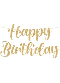 KATCHON KatchOn, Glitter Gold Happy Birthday Banner - Pre-Strung, 10 Feet | Gold Happy Birthday Sign for Backdrop | Gold Birthday Banner for Happy Birthday Decorations | Backdrop for Gold Birthday Decorations  - Image 1