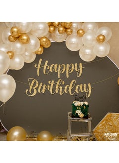 KATCHON KatchOn, Glitter Gold Happy Birthday Banner - Pre-Strung, 10 Feet | Gold Happy Birthday Sign for Backdrop | Gold Birthday Banner for Happy Birthday Decorations | Backdrop for Gold Birthday Decorations  - Image 5